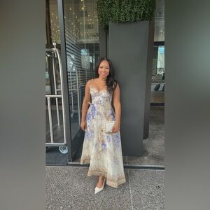 Zimmermann Cream and Purple Midi Dress